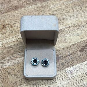 Elegant Black and Blue Beaded Earrings